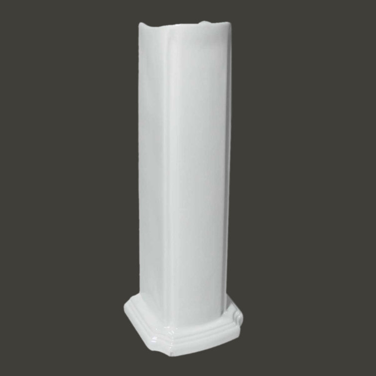 Glossy White Porcelain Pedestal Bathroom Sink Leg Support