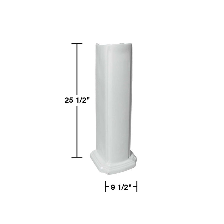 Glossy White Porcelain Pedestal Bathroom Sink Leg Support