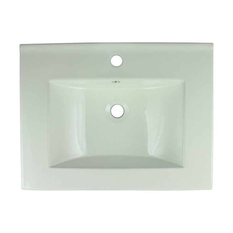 Luke 24'' White Porcelain Drop-In Bathroom Sink with Overflow
