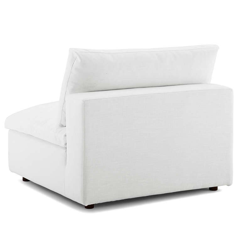 Commix Plush White Polyester Oversized Armless Chair