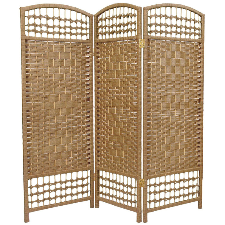 Natural 4 ft. Fiber Weave 3 Panel Room Divider