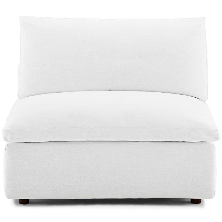 Commix Plush White Polyester Oversized Armless Chair