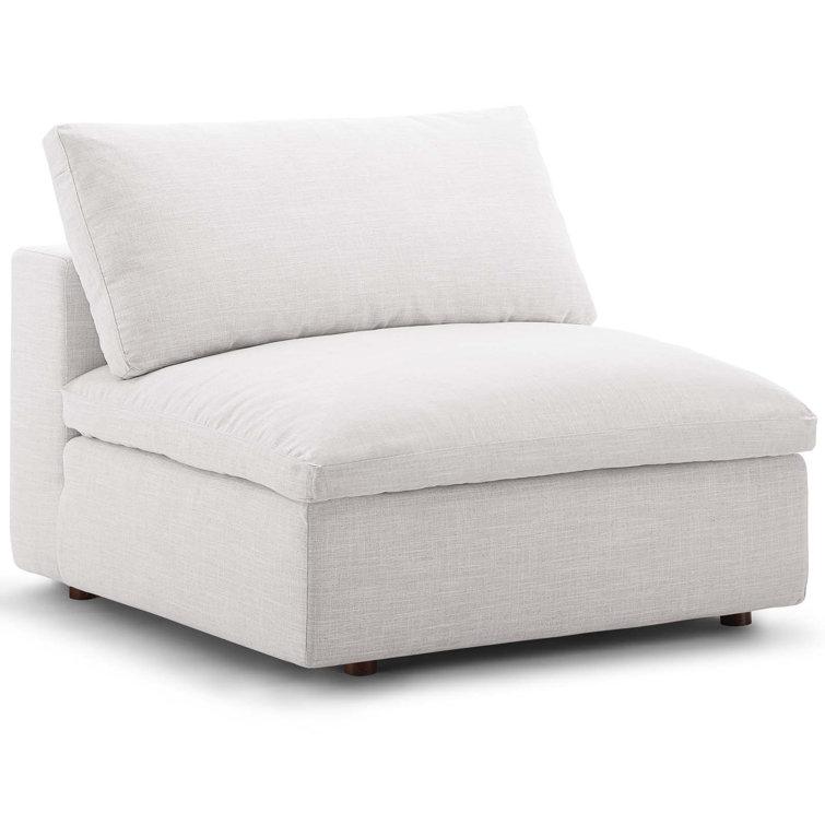 Beige Down-Filled Overstuffed Armless Chair