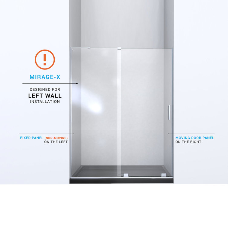 Mirage-X 60" Frameless Clear Glass Sliding Shower Door with Brushed Nickel Hardware