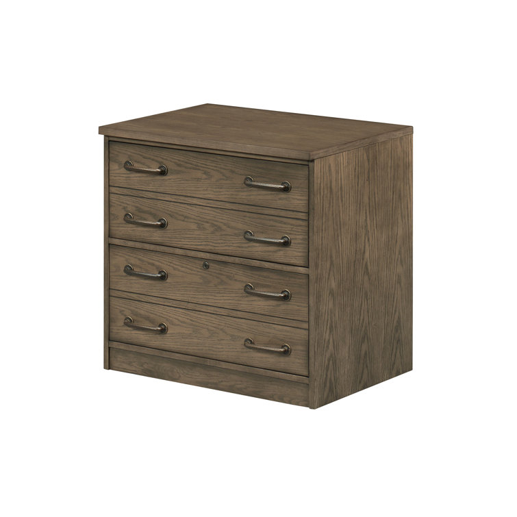 Industrial Brown Oak 2-Drawer Lockable Lateral File Cabinet