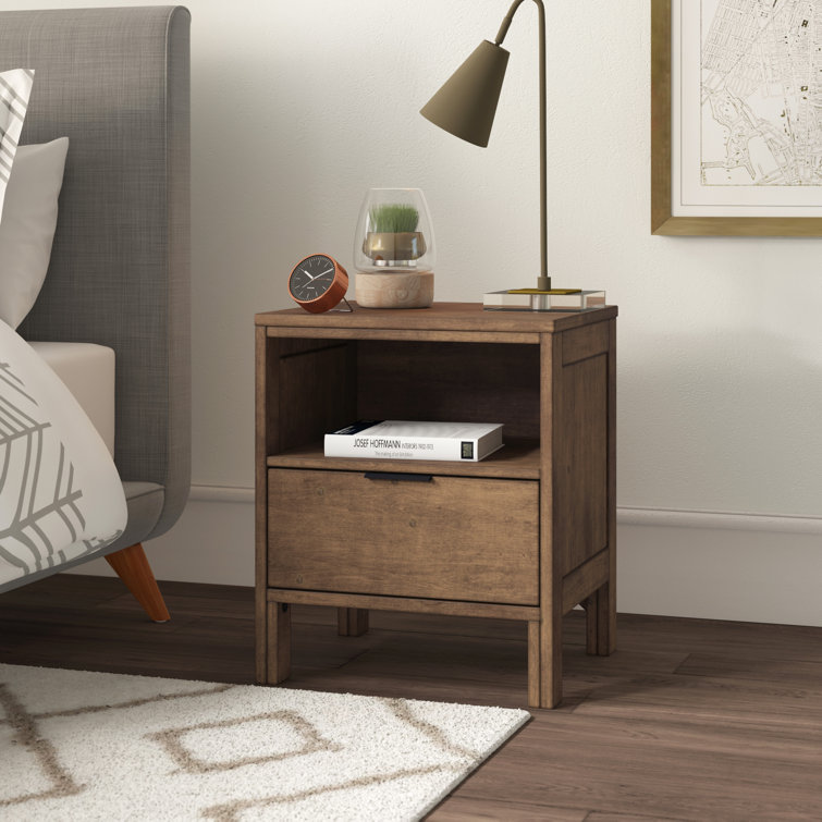 Rustic Jute-Brown Nightstand with Bronze Hardware - 20"W x 17"D x 24"H