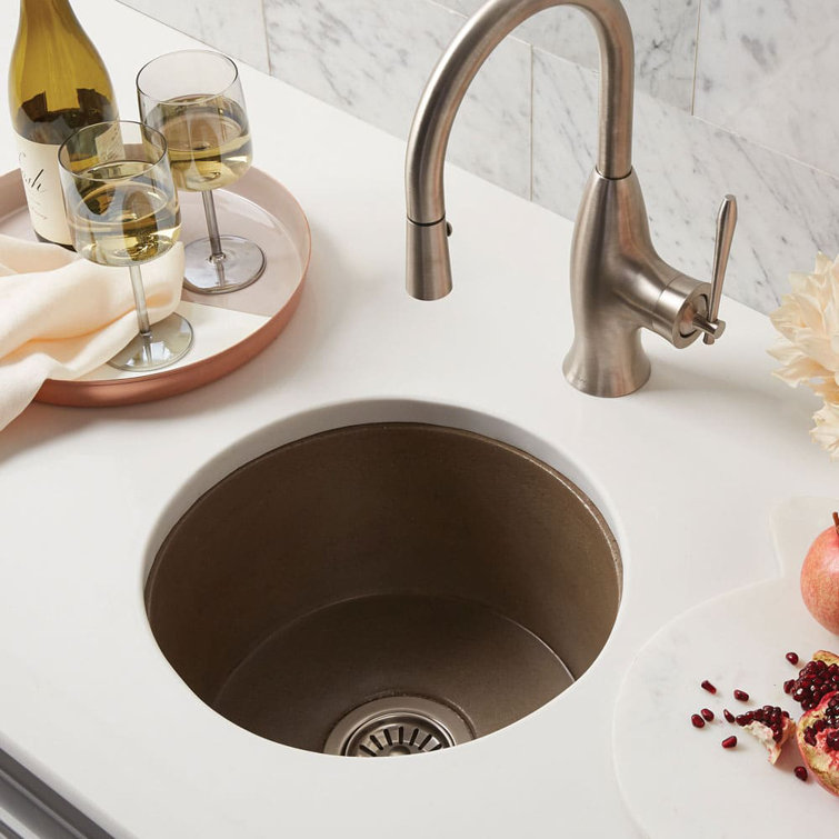 Pearl Concrete Round Drop-In Bar Sink, 16"