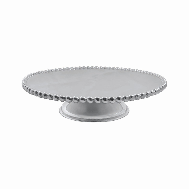 Silver Pearled Aluminum Pedestal Cake Stand