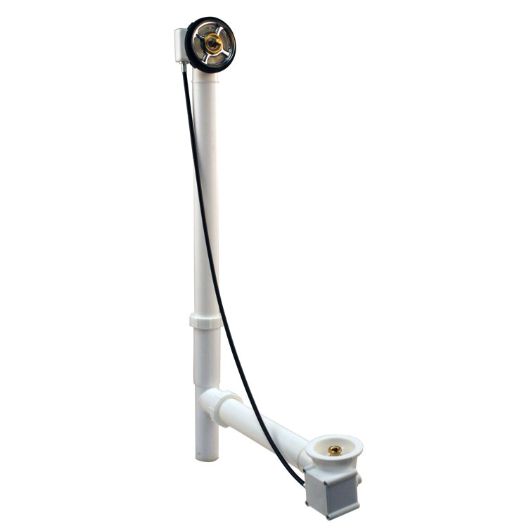 27" White Polyethylene Cable Drive Bathtub Drain Assembly