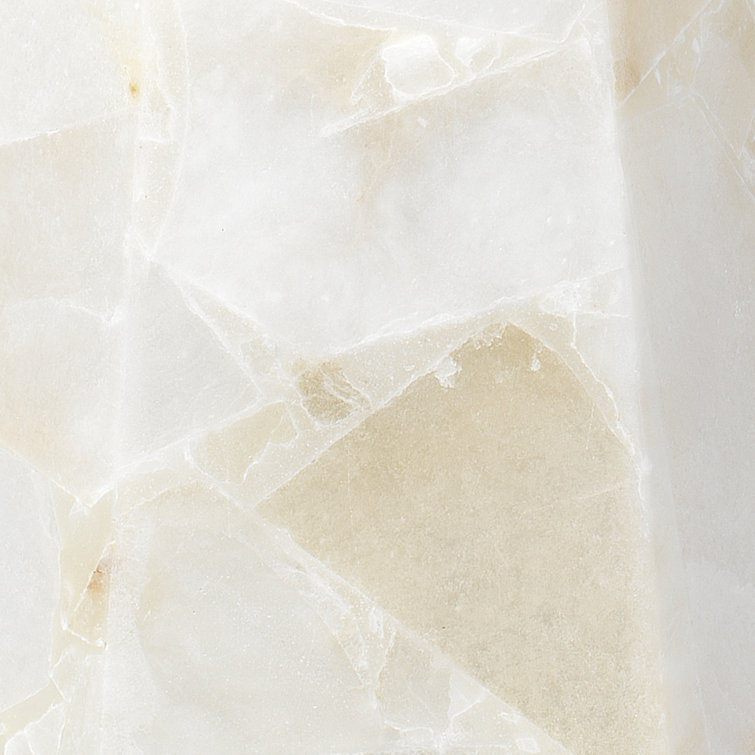 Alabaster Borealis Hexagon Table Lamp with Stone Linen Shade