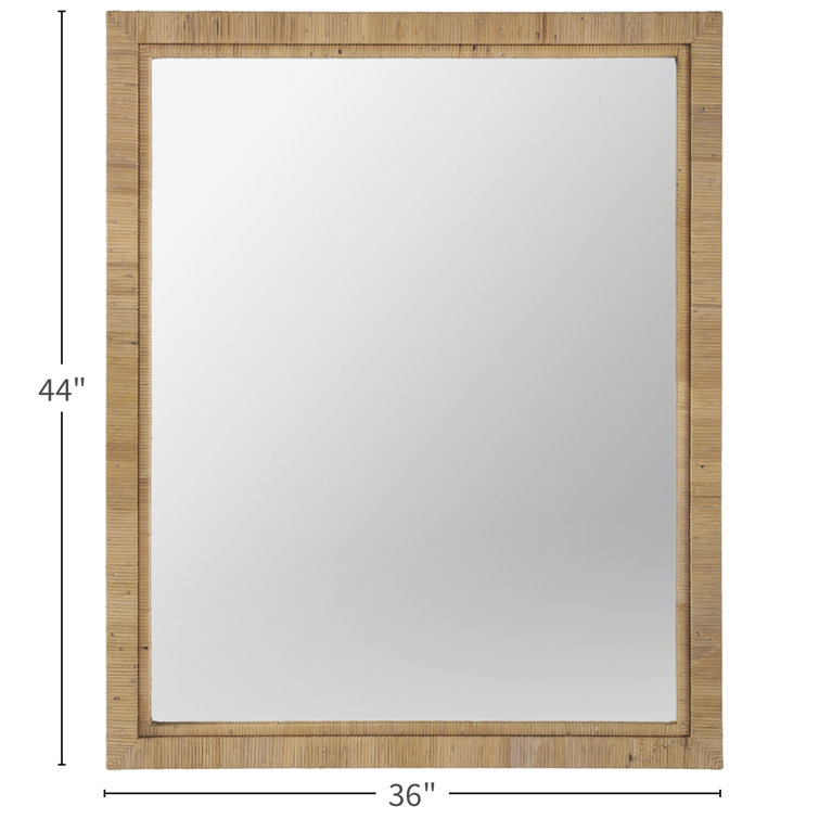 Transitional Brown Rectangular Wood Wall Mirror