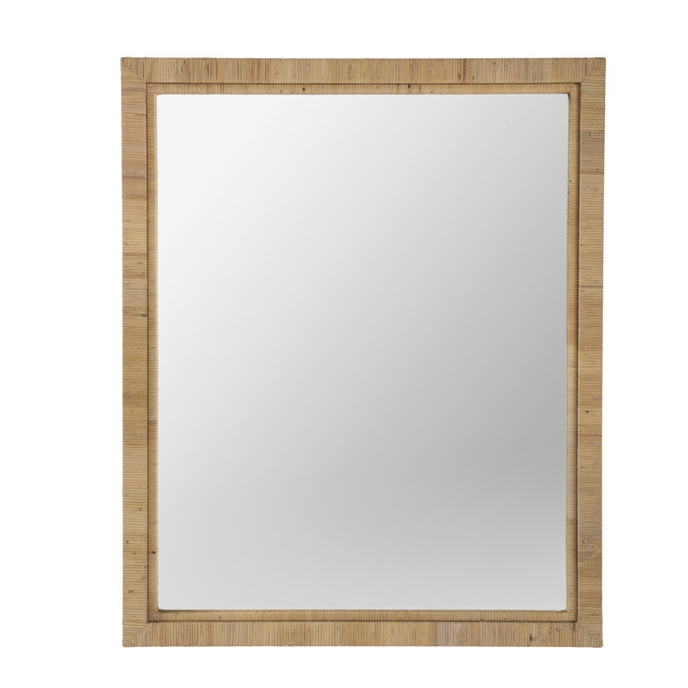 Transitional Brown Rectangular Wood Wall Mirror