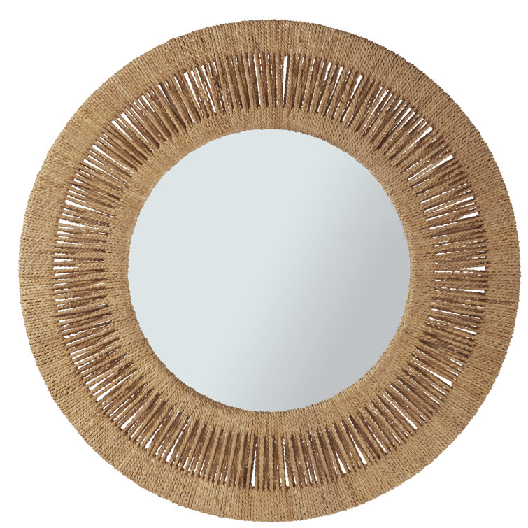 Transitional Brown Rectangular Wood Wall Mirror