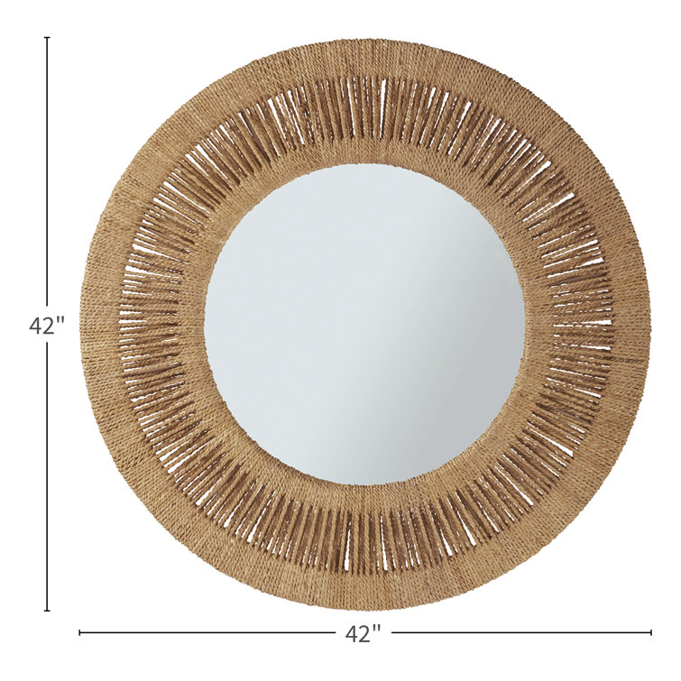 Transitional Brown Rectangular Wood Wall Mirror