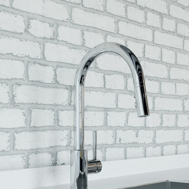 Modern Loft Polished Chrome Pull-Down Kitchen Faucet with Swivel Spout