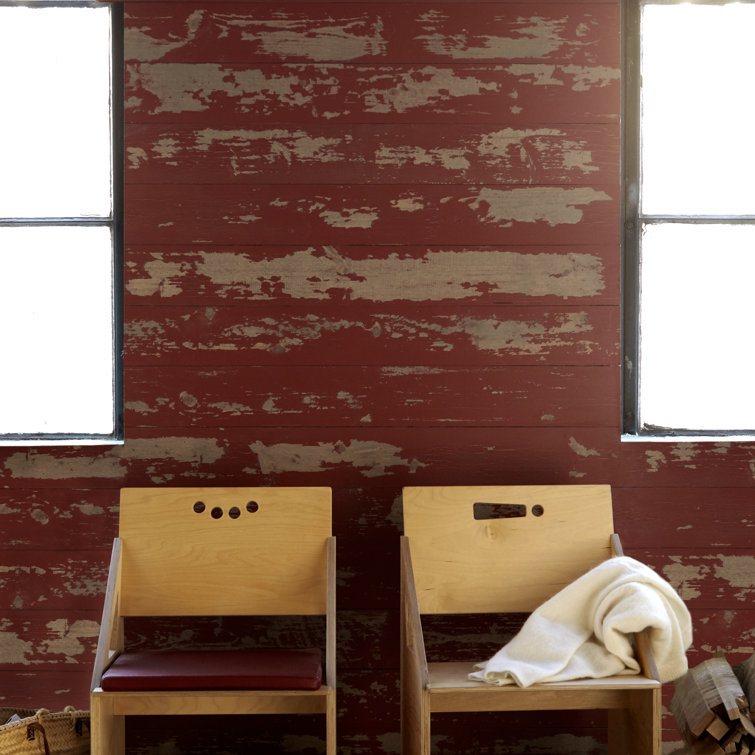 Tomato Peel Distressed Pine Wood Wall Panels, 6-Pack