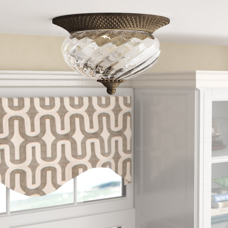 Pearl Bronze 3-Light Indoor/Outdoor Flush Mount with Clear Optic Glass