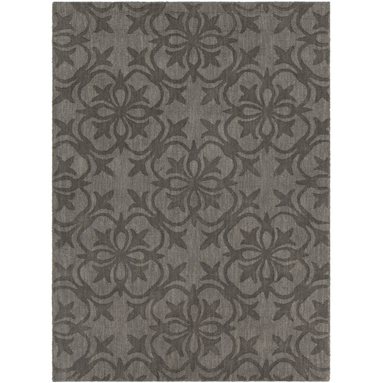 Handmade Gray Geometric Tufted Wool Rectangular Rug 7' x 10'