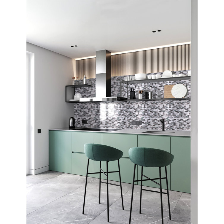 Twilight Diamond White and Gray Glass and Aluminum Mosaic Tile