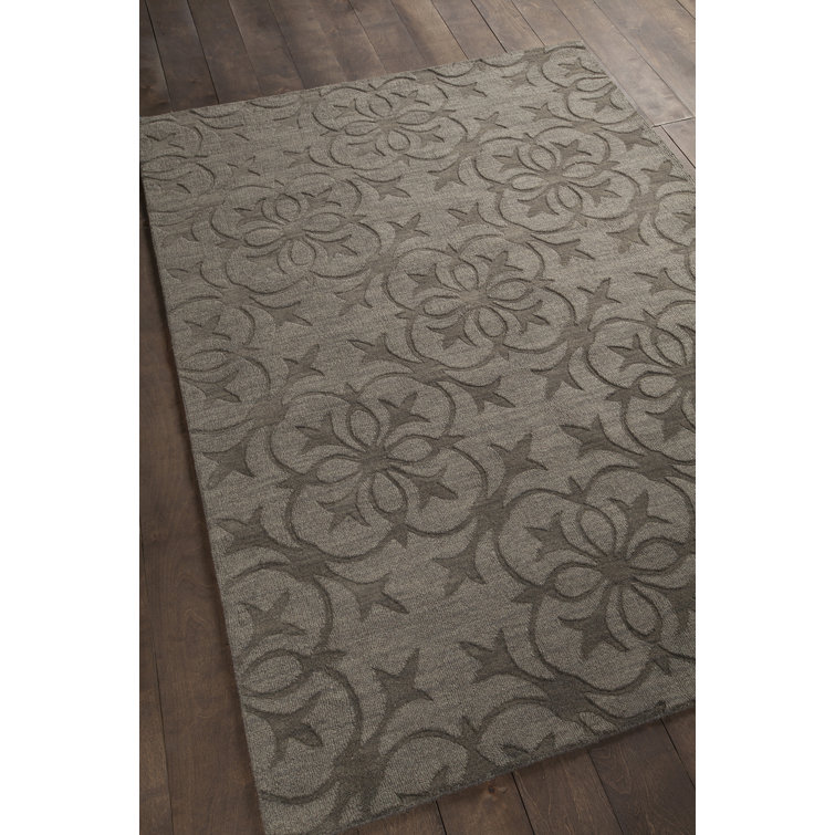 Handmade Gray Geometric Tufted Wool Rectangular Rug 7' x 10'