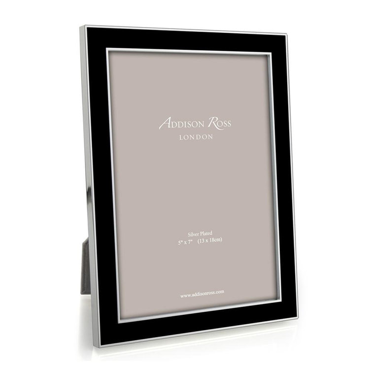 Black Enamel and Silver 4x6 Tabletop Photo Frame