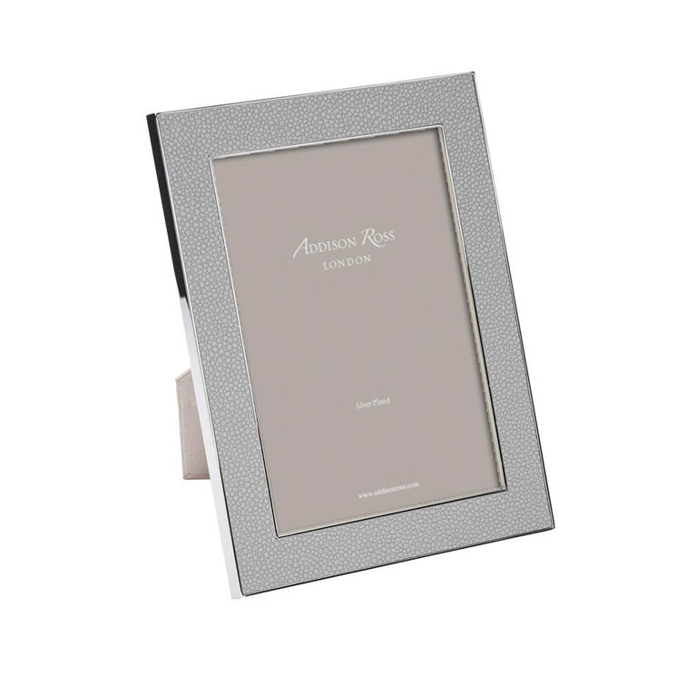 Silver 4x6 Faux Shagreen Tabletop Picture Frame