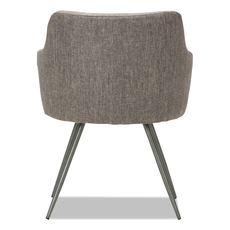 Contemporary Gray Tweed Captain's Chair with Chrome Base