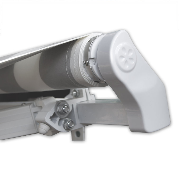 Burgundy Motorized Retractable Patio Awning with White Frame