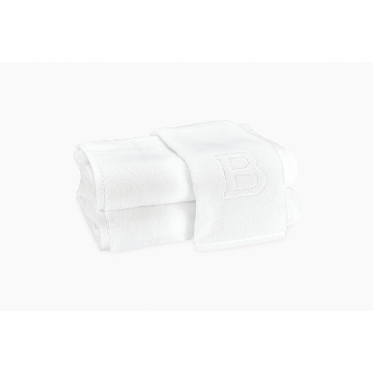 White Egyptian Cotton Fingertip Washcloth with Monogram