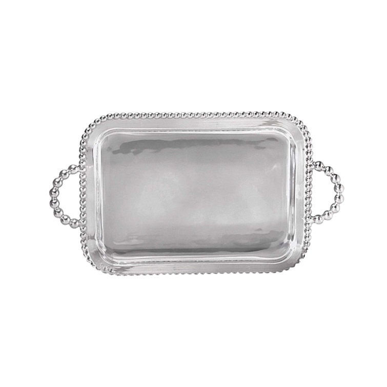 String of Pearls Polished Aluminum Rectangular Service Tray