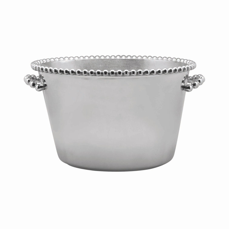 Pearled Silver Recycled Aluminum Ice Bucket