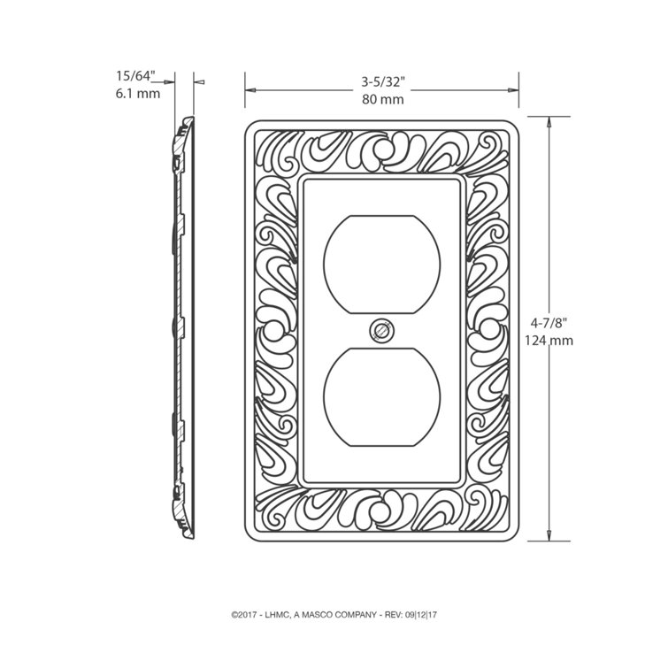 Paisley Antique Brass Decorative Single Duplex Outlet Wall Plate Set
