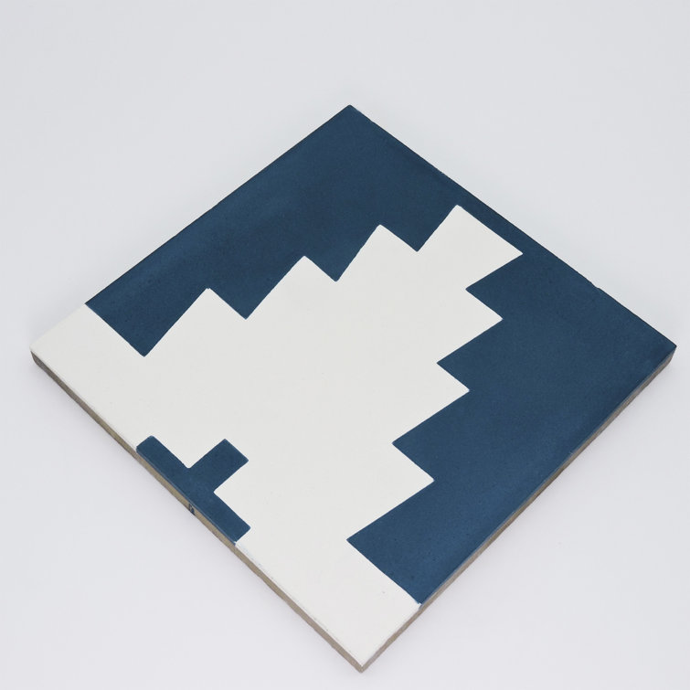 Blue and White Moroccan Patterned Cement Mosaic Tile