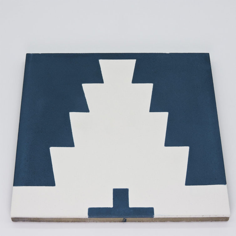 Blue and White Moroccan Patterned Cement Mosaic Tile