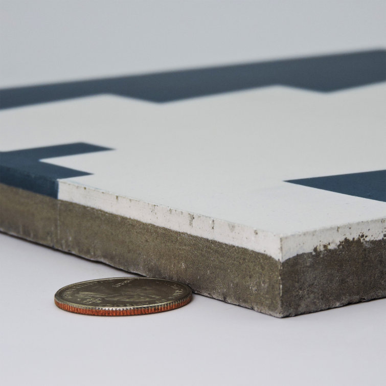 Blue and White Moroccan Patterned Cement Mosaic Tile