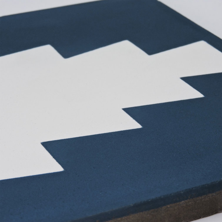 Blue and White Moroccan Patterned Cement Mosaic Tile