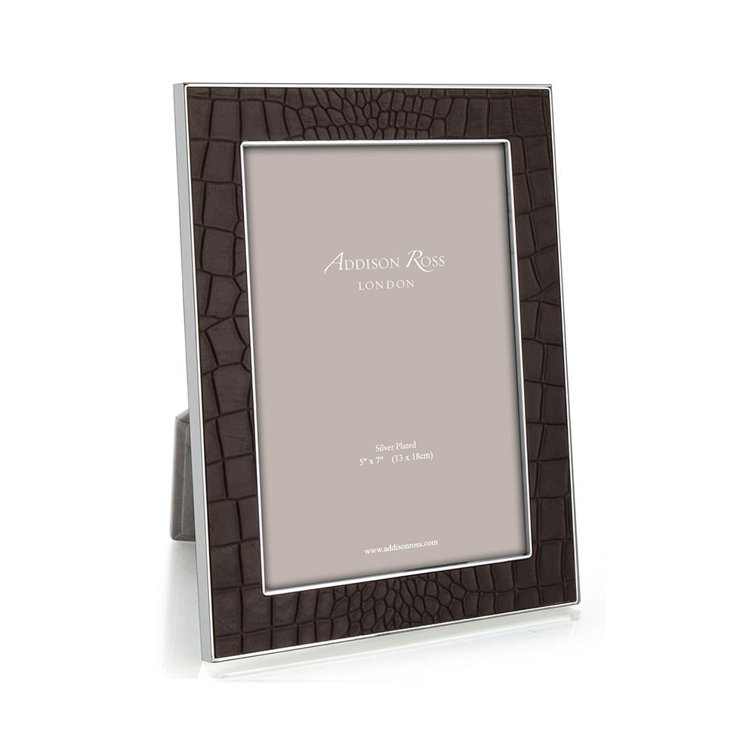 Silver Faux Croc 4x6 Picture Frame with Velvet Backing