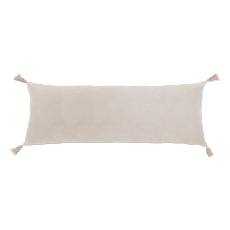 Blush Pink Velvet Lumbar Throw Pillow with Tassels