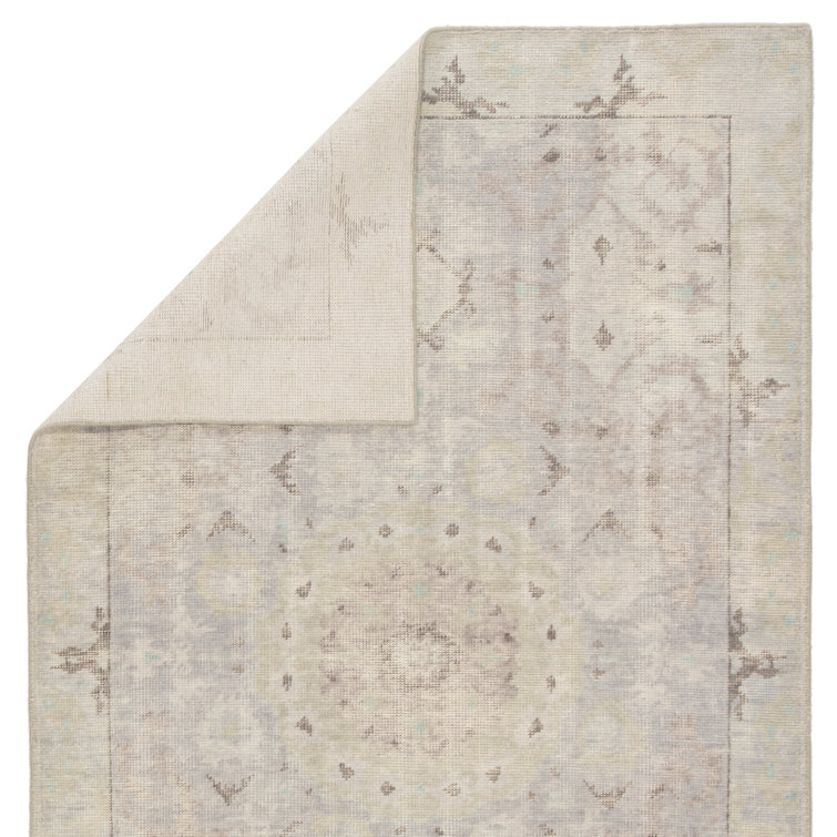 Hand-Knotted Gray Medallion Wool Runner Rug 2'6" x 8'