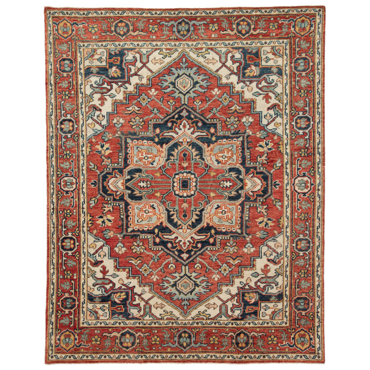 Salinas Willa Traditional Red Wool 10'x14' Hand-Knotted Area Rug
