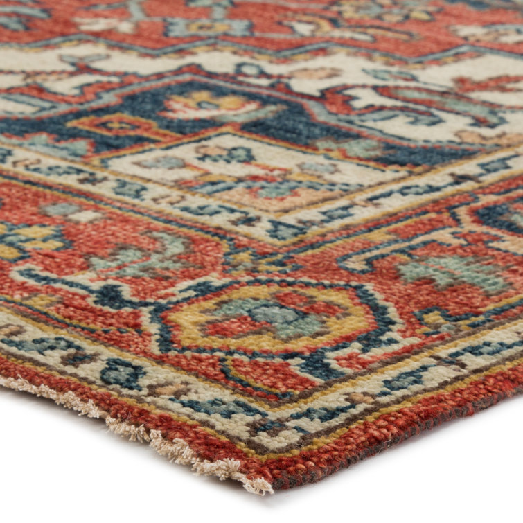 Salinas Willa Traditional Red Wool 10'x14' Hand-Knotted Area Rug