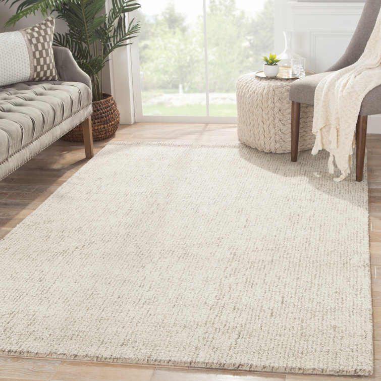 Britta Modern Hand-Tufted Wool Rectangular Rug in Solid White/Brown