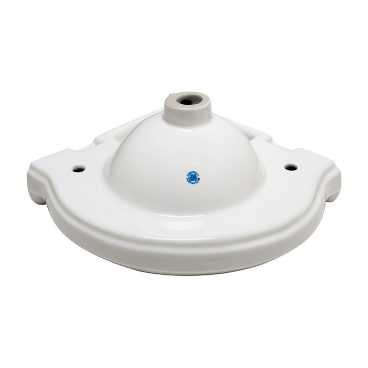 White Ceramic Corner Wall-Mount Vessel Sink with Overflow