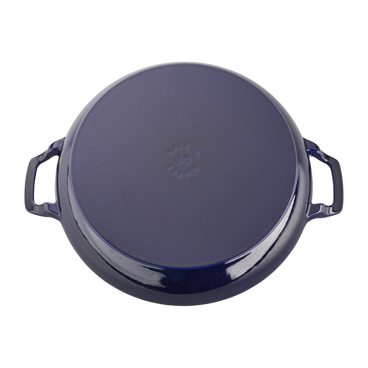 Dark Blue 3.5-qt Cast Iron Covered Braiser with Handles