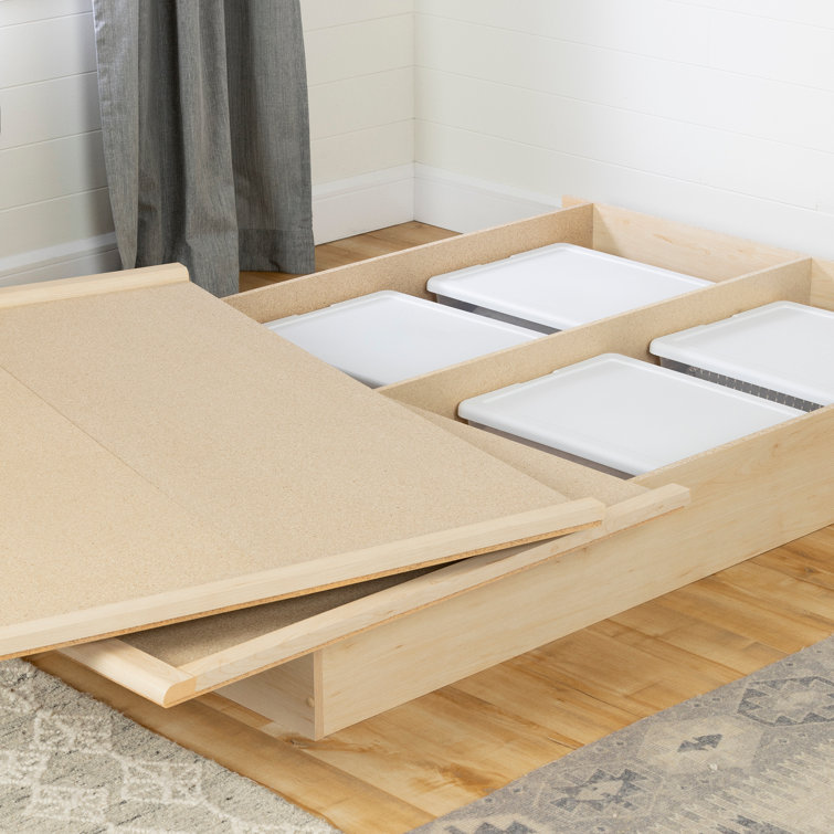 Black Queen Wood Frame Platform Bed with Storage
