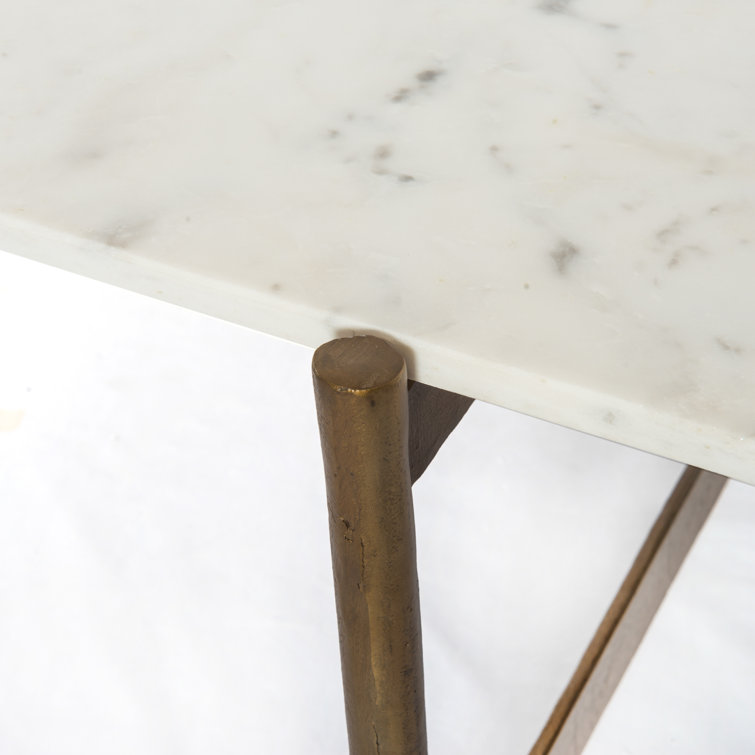 Elegant Octagonal Gold-White Marble & Metal Coffee Table