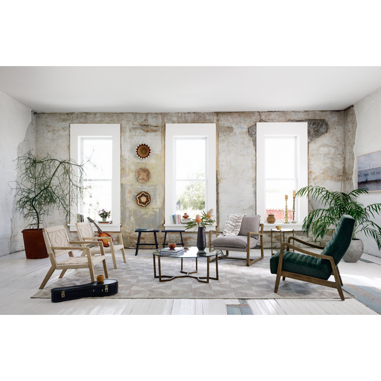Contemporary Gold Metal & White Stone Round Side Table