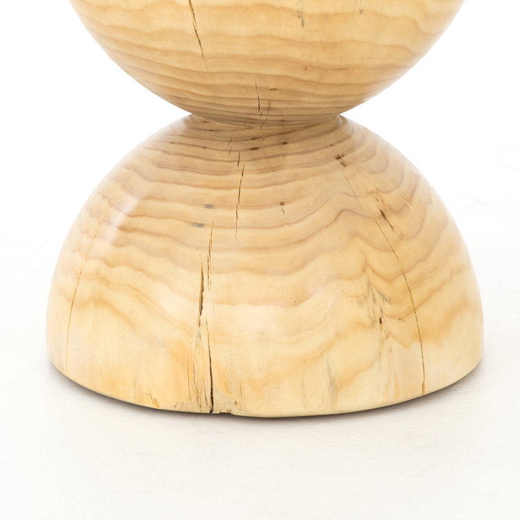 Contemporary Pine Wood Round Side Table, 15.5" Brown