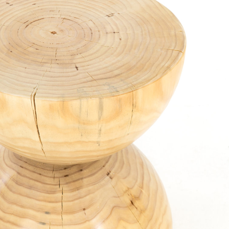 Contemporary Pine Wood Round Side Table, 15.5" Brown