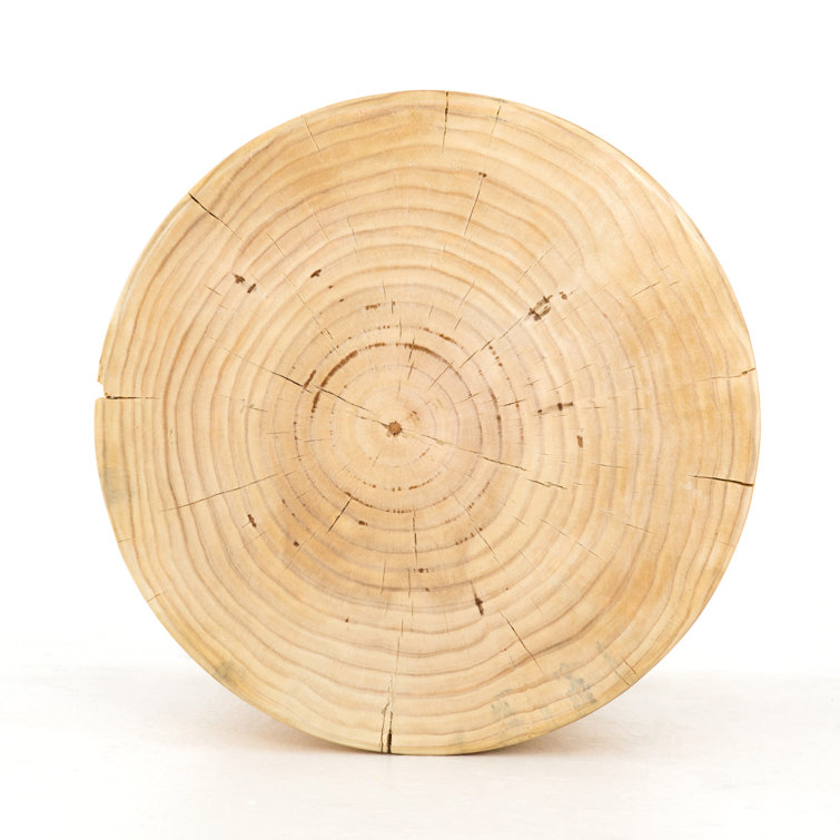 Contemporary Pine Wood Round Side Table, 15.5" Brown